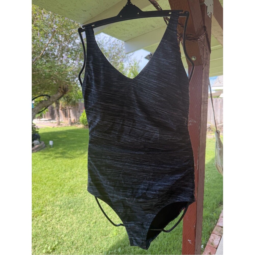 Speedo Black Heather One-Piece Swim Suit size 10